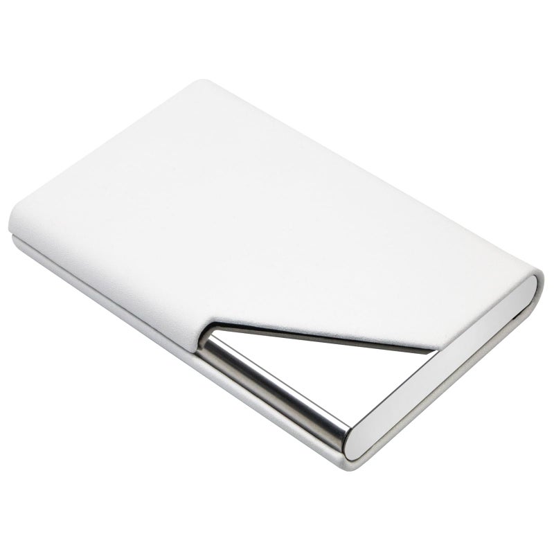 Padike Business Card Holder, Upgraded Leather Business Card Case Pocket Card Holders for Men or Women, Metal Slim Name Card Holder RFID Blocking Business Card Carrier with Magnetic Closure (Y-WH) - Image 1